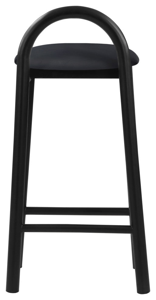 Meridian Furniture Calvin Vegan Leather Stool, Black, Black Finish
