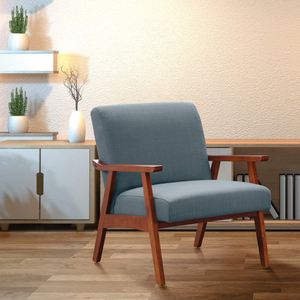 Davis Chair, Fabric With Medium Espresso Frame, Light Blue