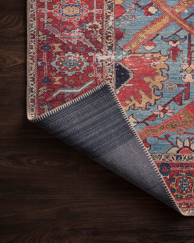 Blue Red Loren LQ-10 Printed Area Rug by Loloi, 7'6"x9'6"