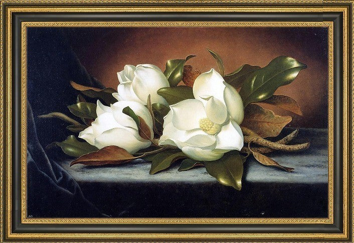 Martin Johnson Heade Giant Magnolias  Framed Premium Canvas Print, 18"x27"
