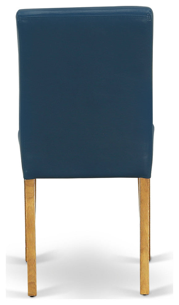 5Pc Square 36" Table And Four Parson Chair, Oak Leg And Pu Leather Color Oasis