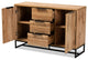 Reid Modern Industrial Oak Wood and Black Metal 3-Drawer Sideboard Buffet