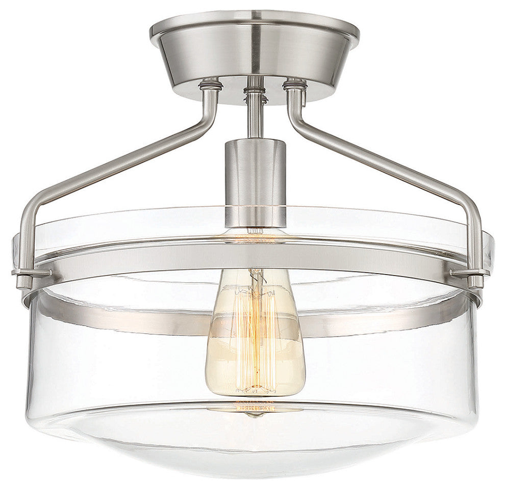 1-Light Semi-Flush Mount, Brushed Nickel