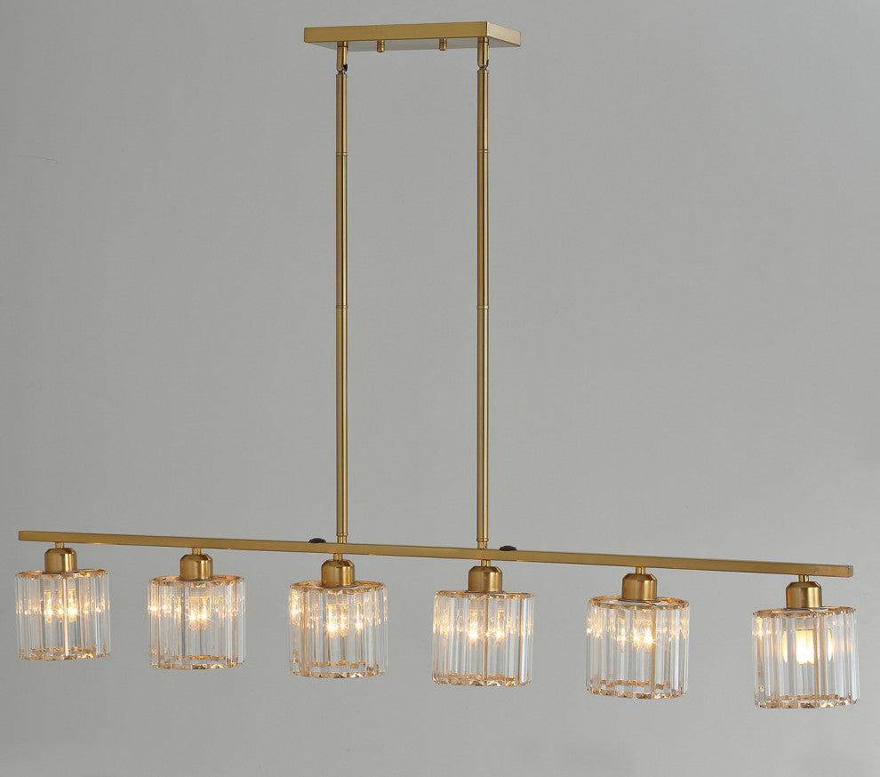 6-Light Linear Kitchen Island Pendant Lighting, Gold