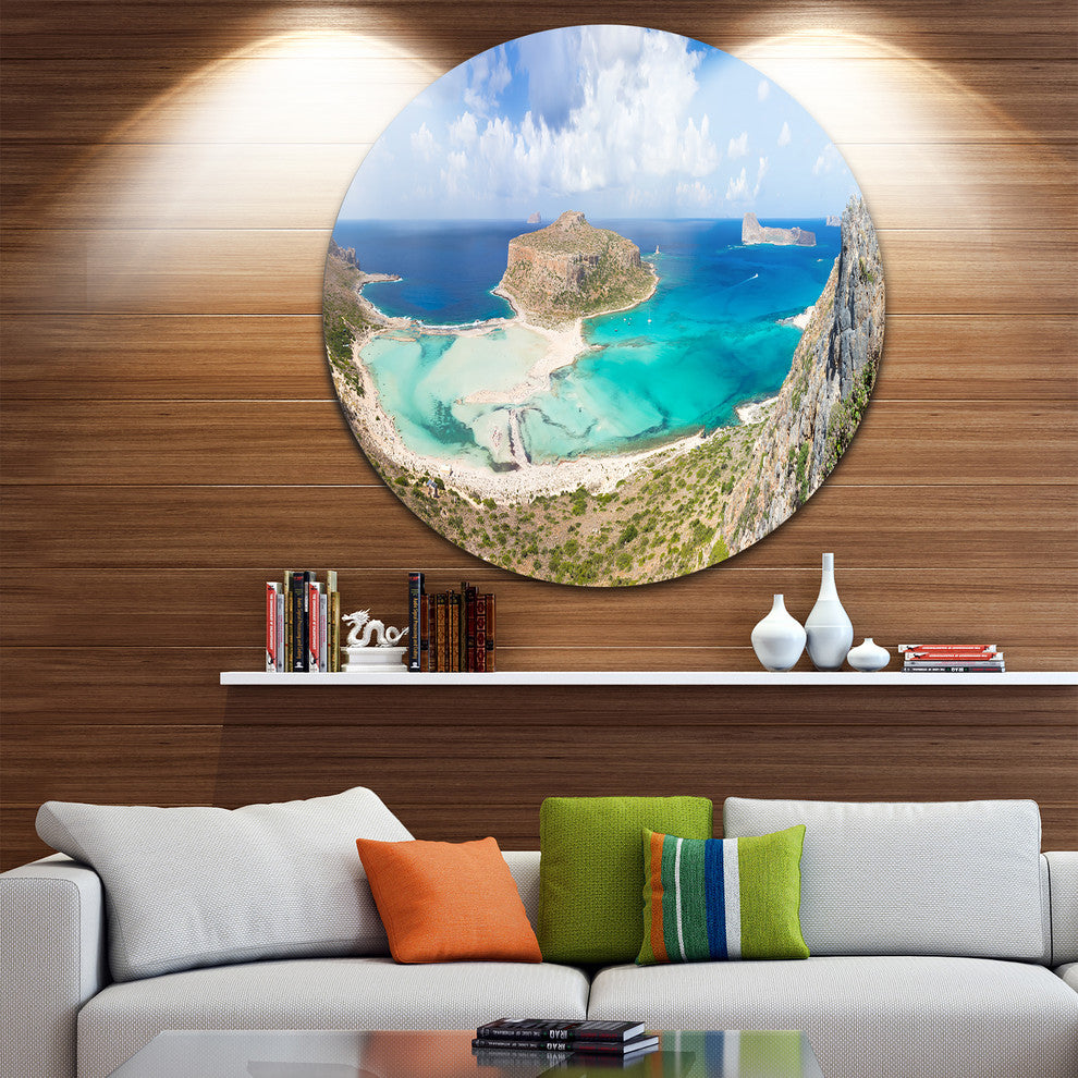 Balos Beach At Crete Island Greece, Beach Disc Metal Wall Art, 36"