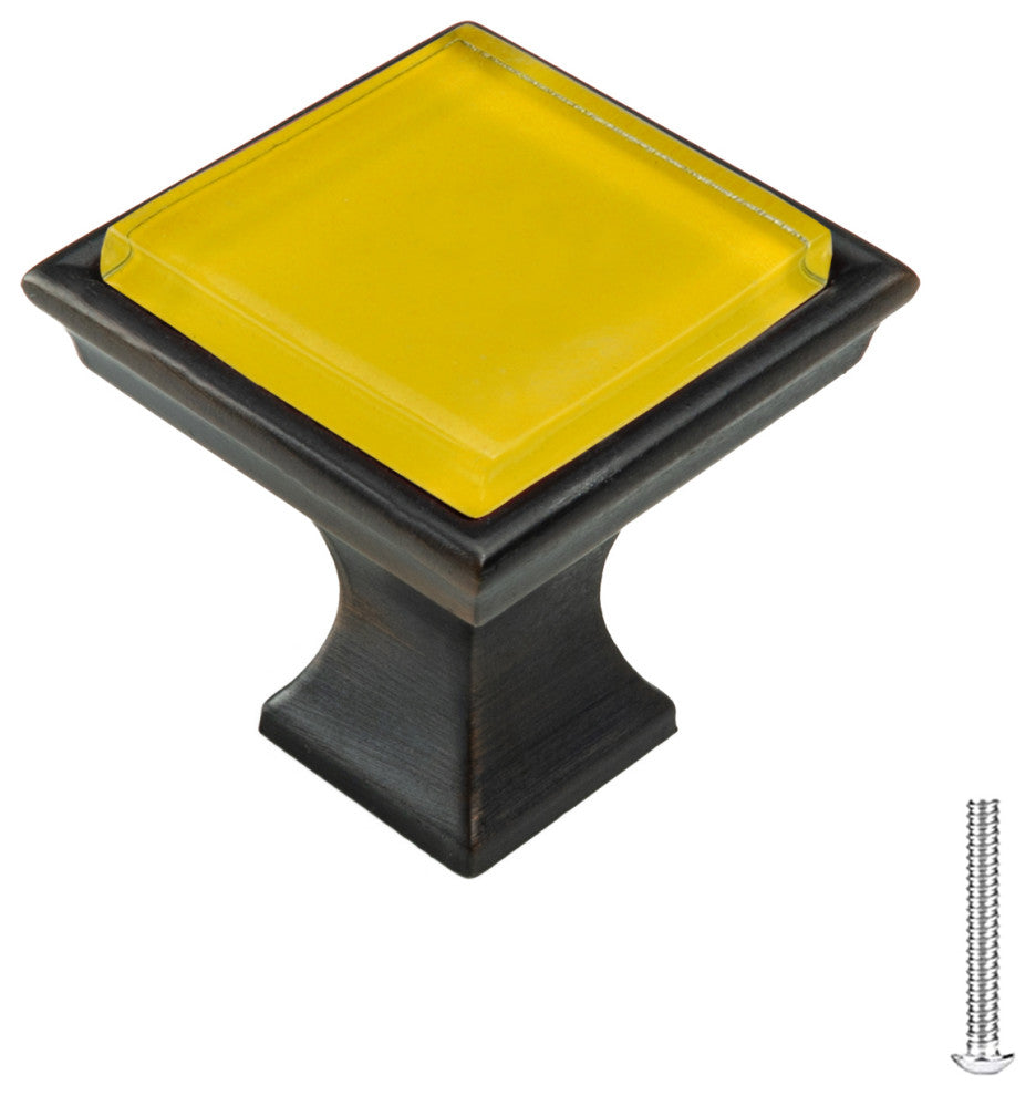 Golden Poppy Crystal Glass Oil Rubbed Bronze Madison Classic Knob