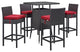 Espresso Red Convene 5 Piece Outdoor Patio Pub Set