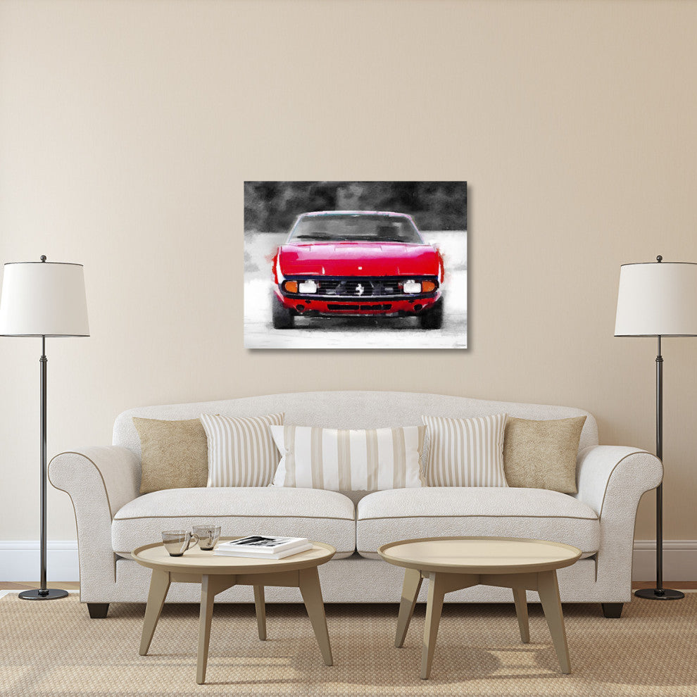 "Ferrari 365 GTC4 Front Watercolor" Fine Art Print