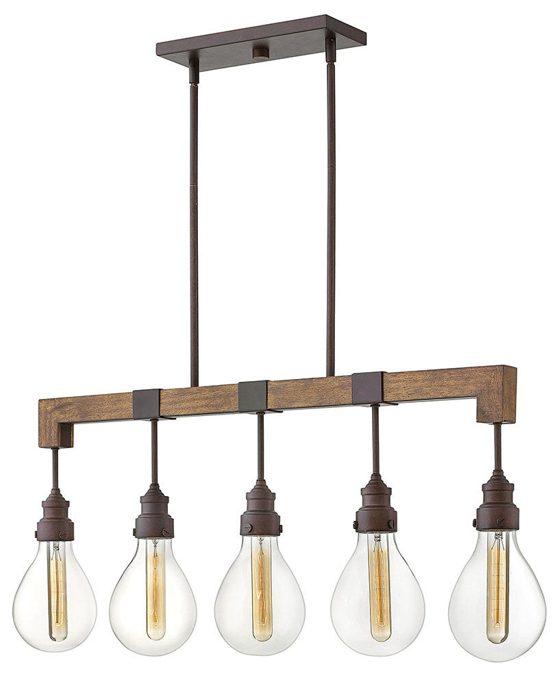Hinkley Denton Small Five Light Linear, Industrial Iron