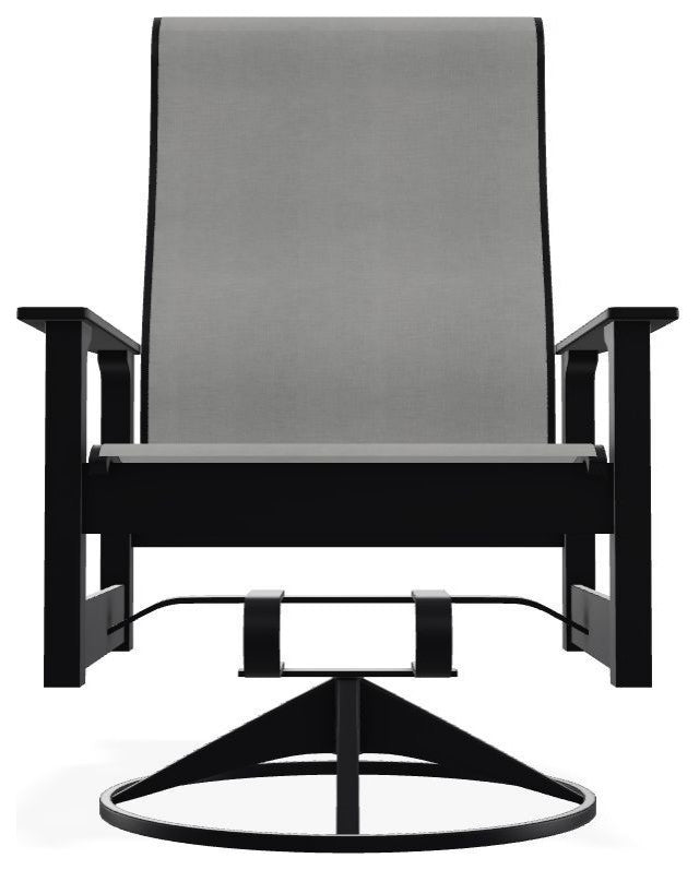 Leeward Sling Outdoor Swivel Rocker, Alloy/Black