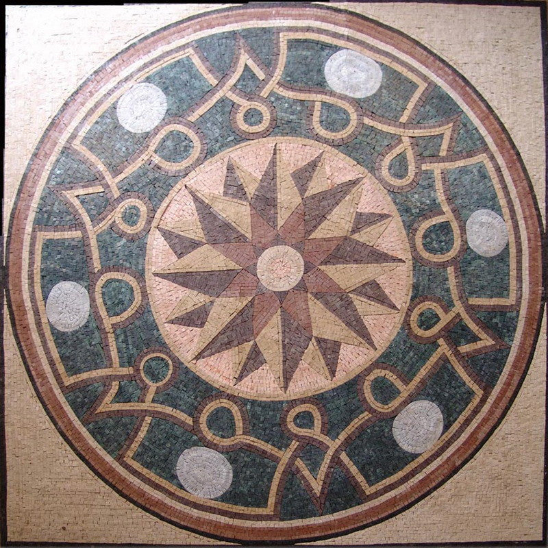Roman Floor Moisac Art Tile - Papillon, 47"x47"