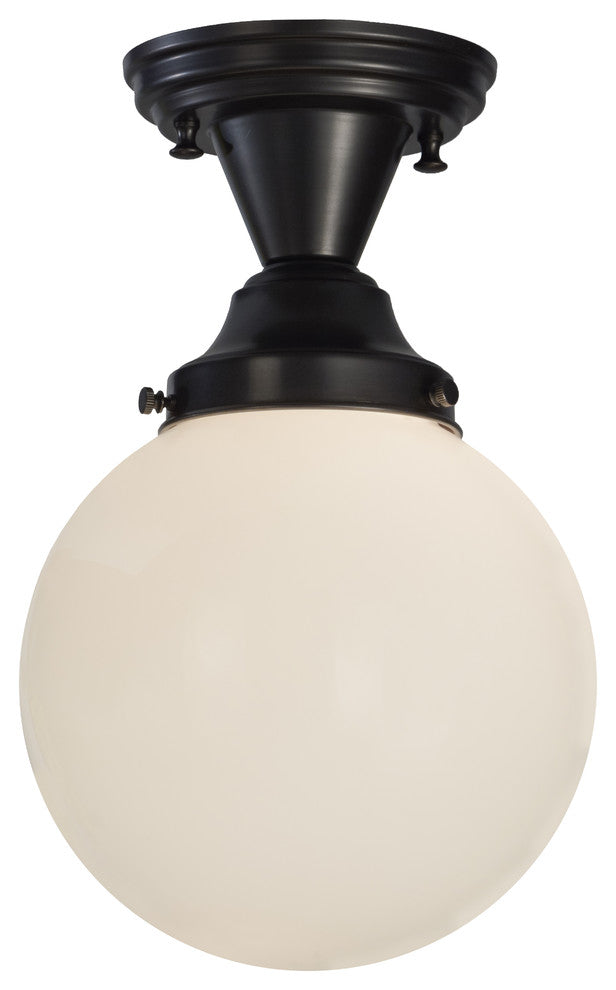 Meyda Lighting 143582 8"W Revival Schoolhouse White Globe Semi-Flushmount