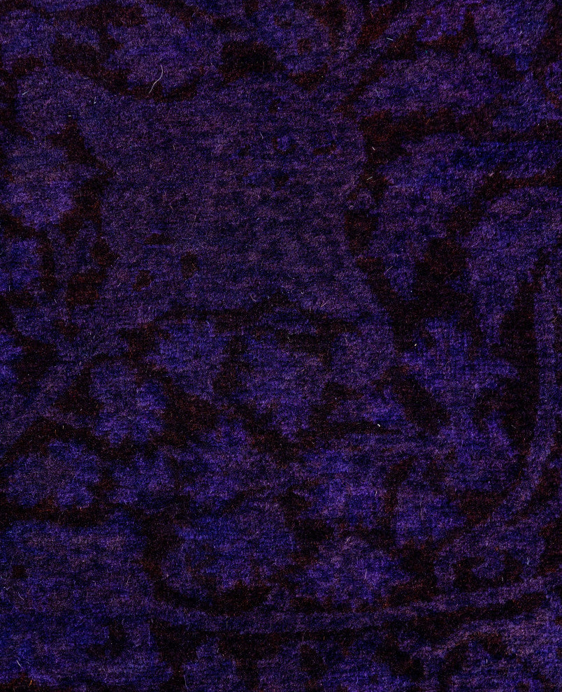 Overdyed One-of-a-Kind Hand-Knotted Area Rug Purple, 6' 1" x 6' 1"