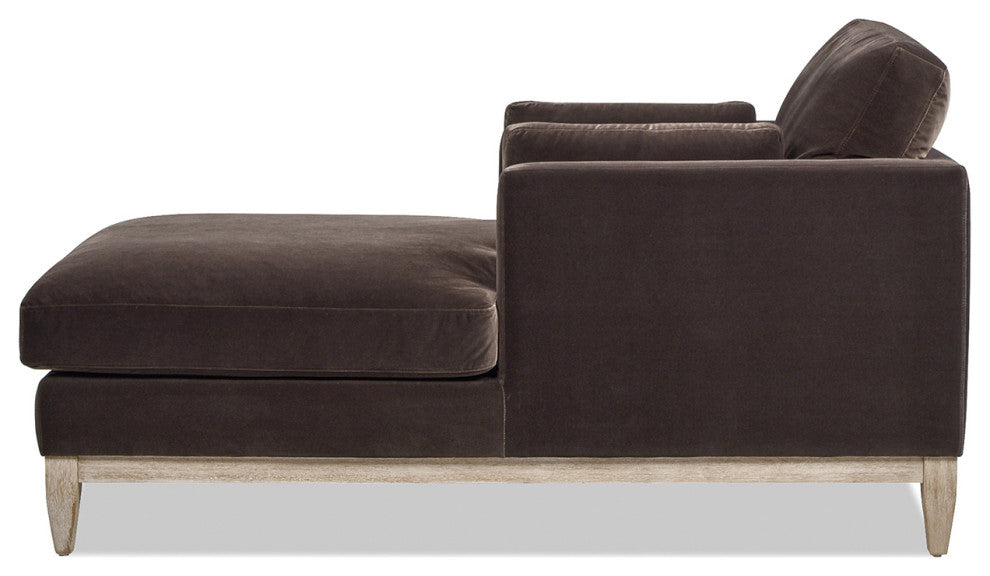 Knox 65" Modern Velvet Upholstered Chaise Lounge Chair, Deep Brown