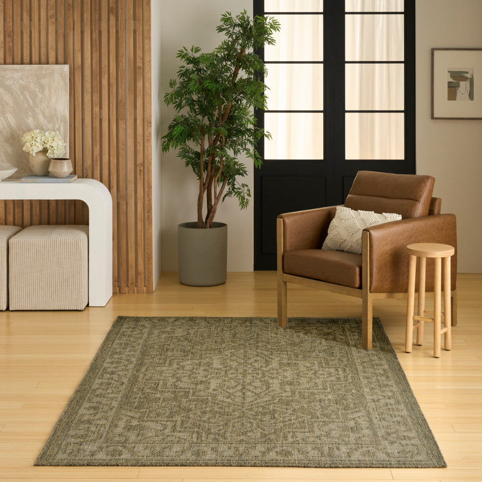 Nourison Tulum 5'3" x 7' Olive Outdoor Rug