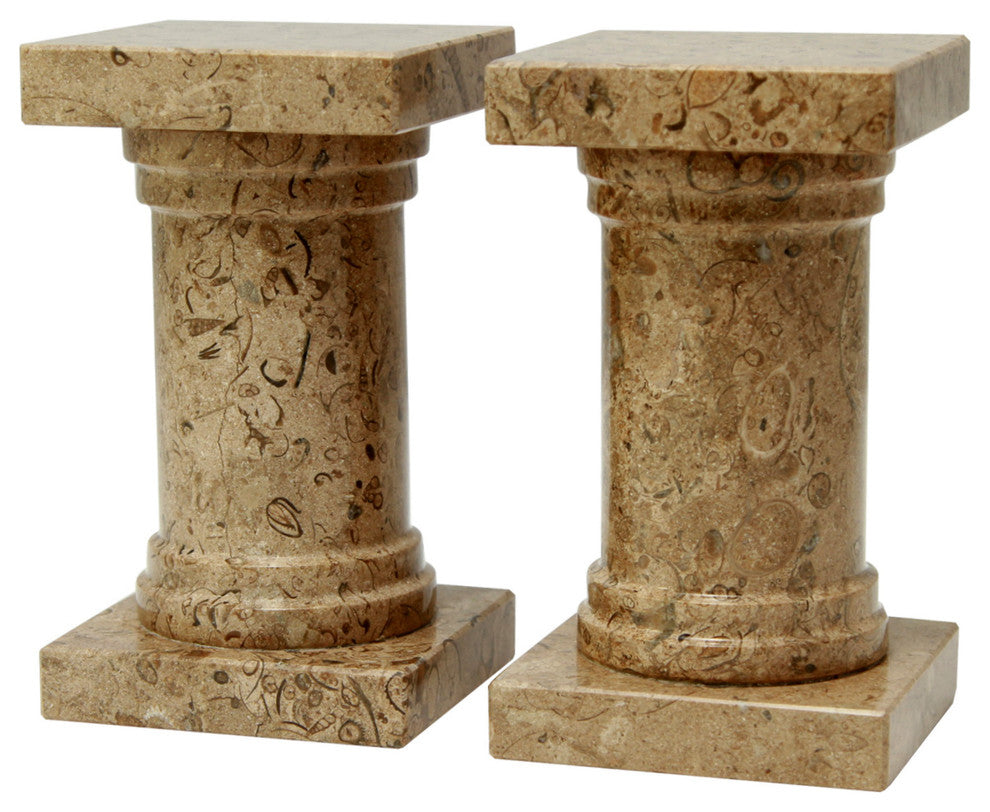 Platanus Collection Black and Gold Marble Bookends, Beige
