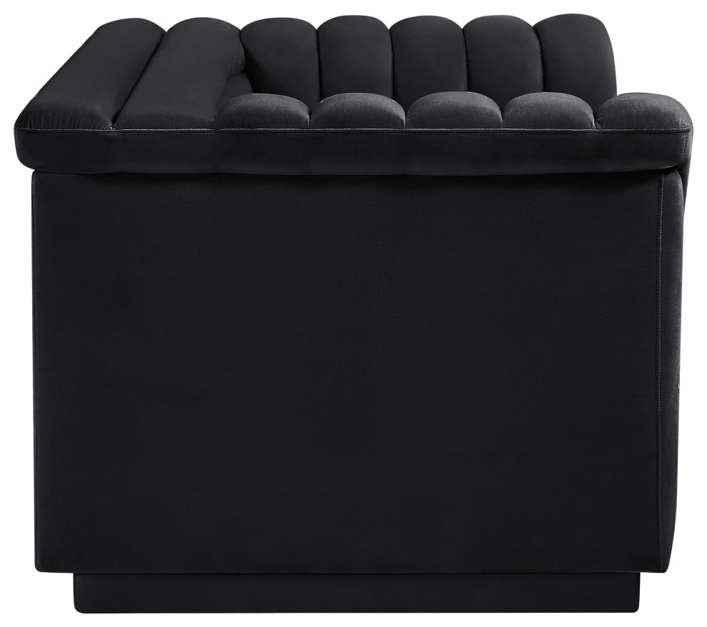 Cascade Upholstered Set, Black, Velvet, Loveseat