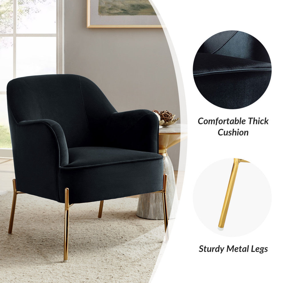 Nora Fabric Accent Chair, Black