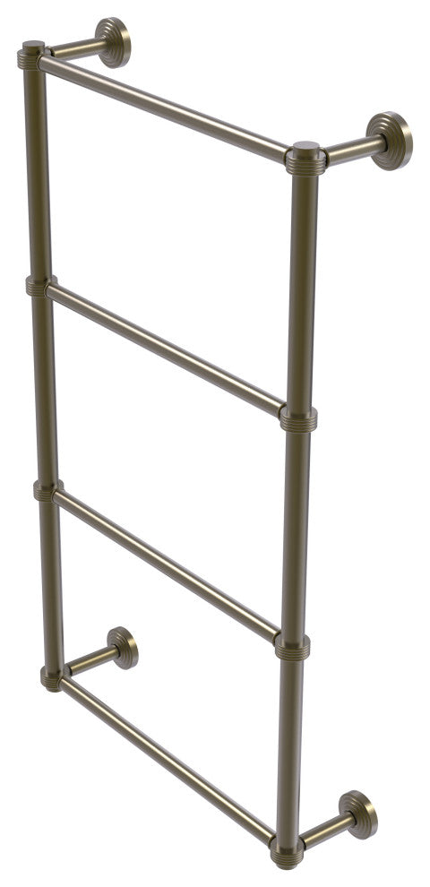 Waverly Place 4 Tier 30" Ladder Towel Bar with Groovy Detail, Antique Brass