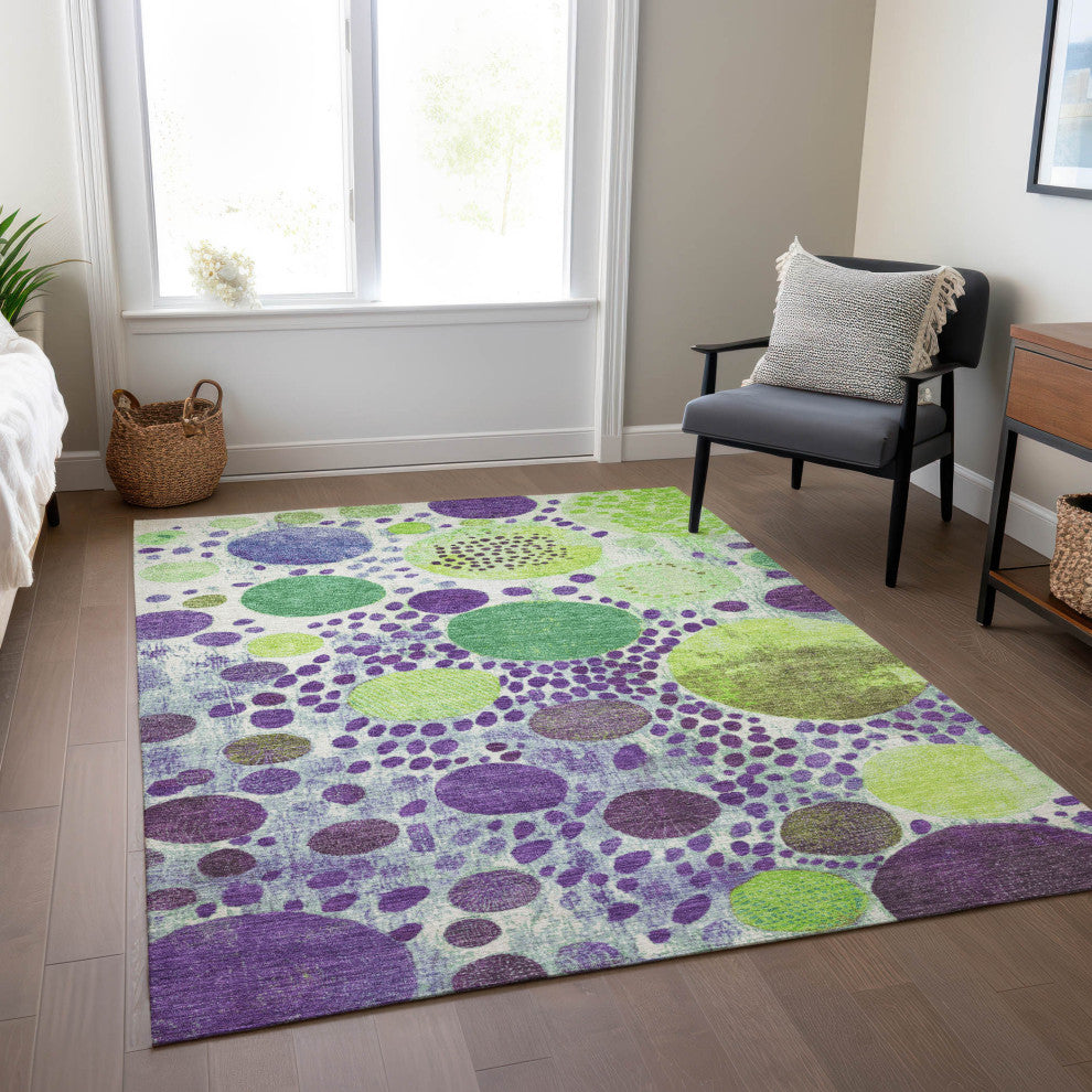Machine Washable Indoor/Outdoor Chantille ACN1895 Purple 3' x 5' Rug