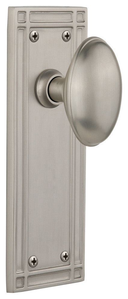 Mission Plate Passage Homestead Knob, Satin Nickel