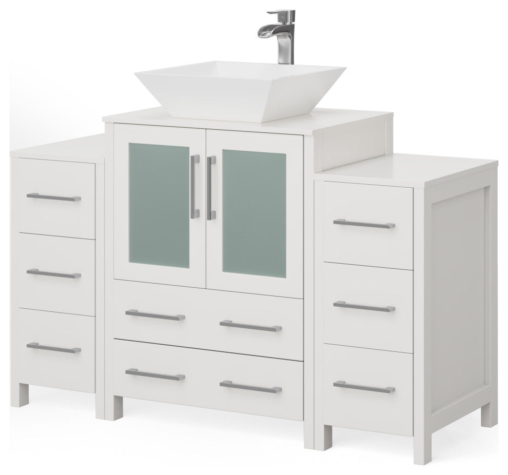 Sinclair 48" Single Bathroom Vanity with Engineered Marble Top with Mirror