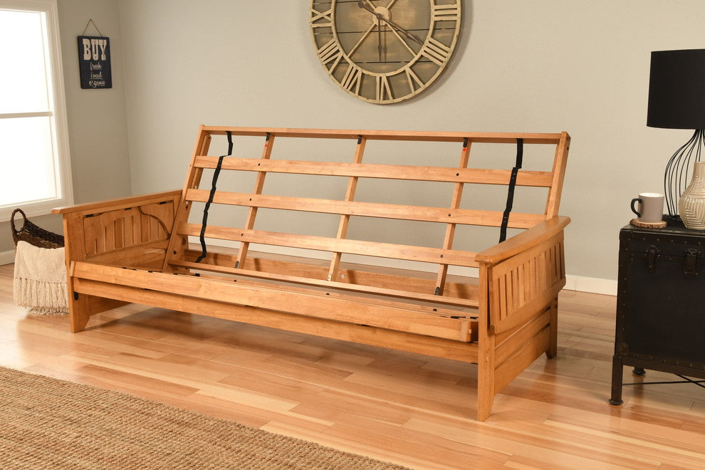 Mesa Frame Queen Futon With Butternut Finish, Suede Peat