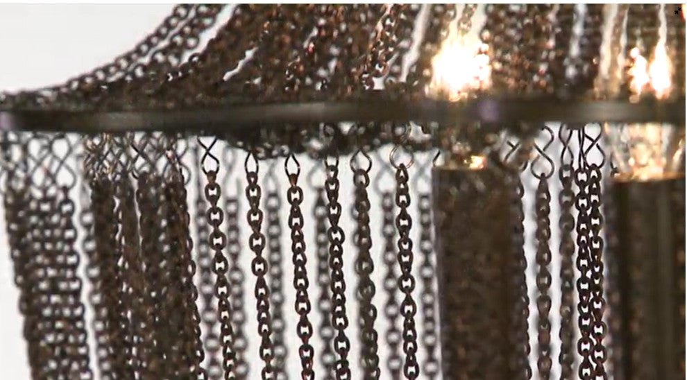 15" Gothic Bronze Chain Pendant Chandelier, 3-Light