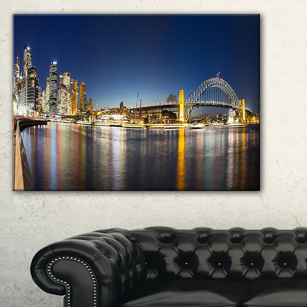 "Cityscape Sydney Nightfall" Panorama Canvas Print60"x28", 1 Panel