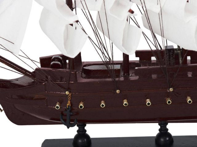 Wooden Caribbean Pirate White Sails Model Pirate Ship 12''