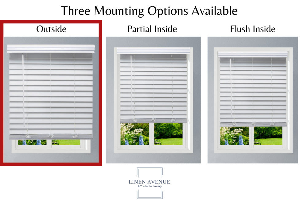 Linen Avenue Custom Cordless Faux Wood Blind , 72 W x 60 H Outside Mount