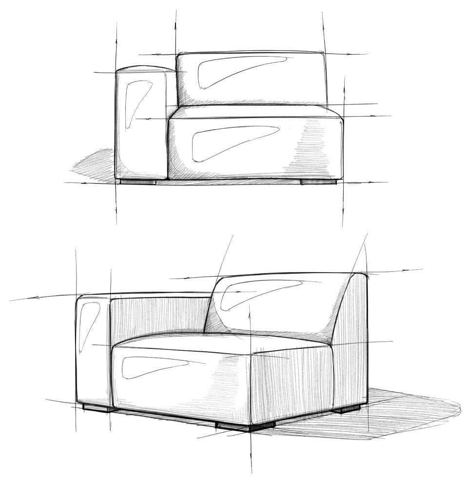 Rex Left-Arm Sofa Module in Tightly Woven Performance Fabric