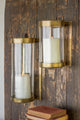 GLASS & ANTIQUE BRASS FINISH WALL MOUNTED HURRICANE-SMALL