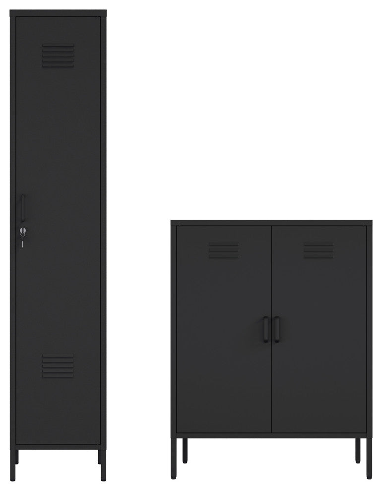 Manhattan Comfort 2-Piece Naomi Accent Cabinet and Storage Cabinet