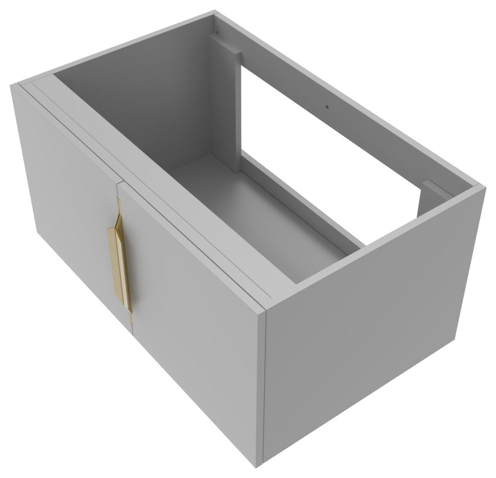 CastelloUSA Alpine 30" Wall Mounted Vanity, Base Only, Gray, Gold Handles