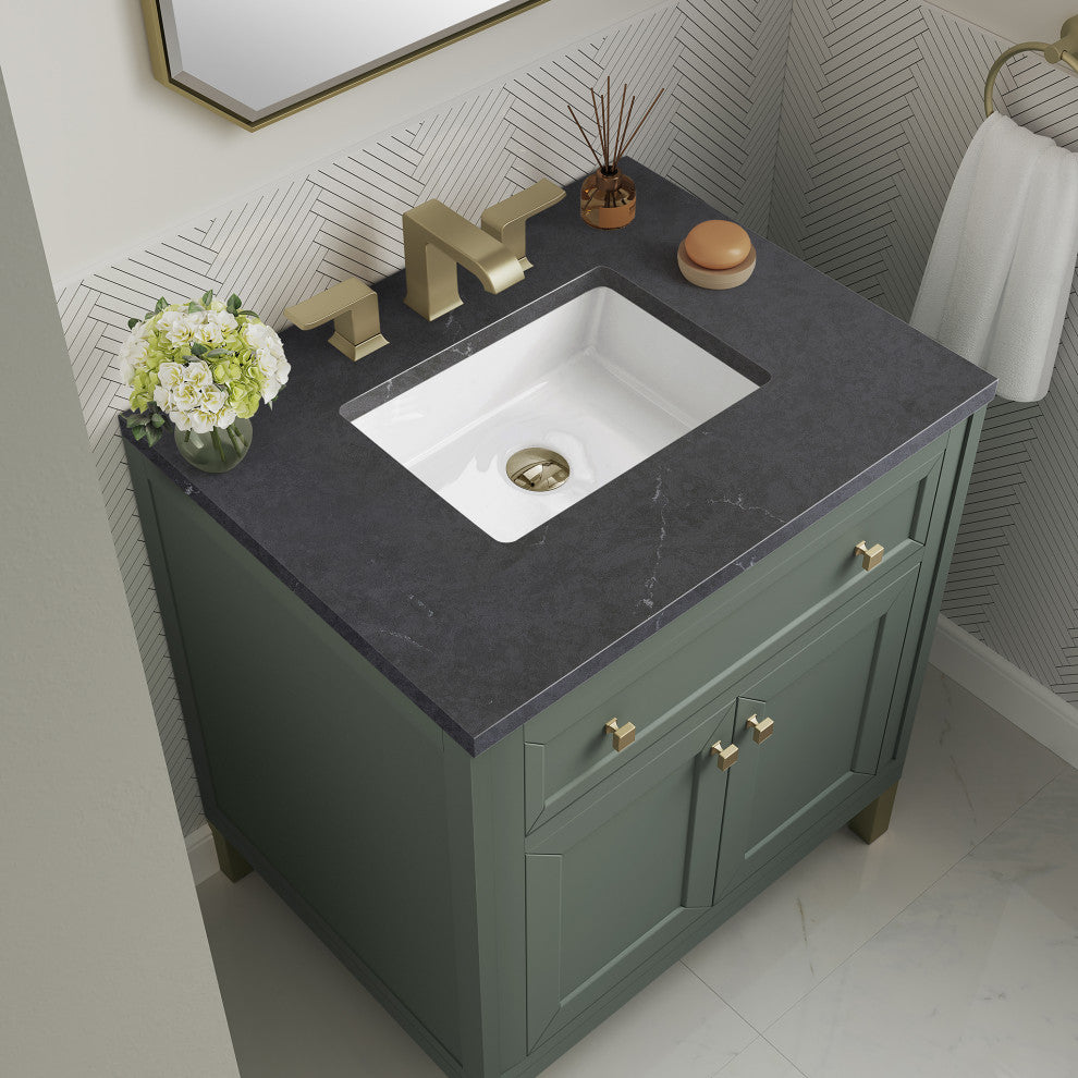 Chicago 30" Single Vanity, Smokey Celadon,  Charcoal Soapstone Top