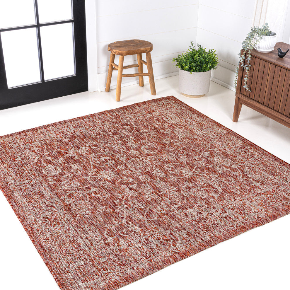 Tela Bohemian Textured Weave Floral Indoor/Outdoor Area Rug