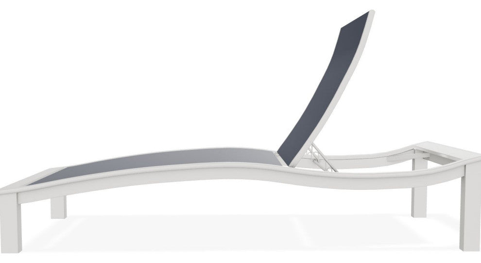 Bazza Sling 4-Position Contour Outdoor Chaise Lounge, Navy/Snow