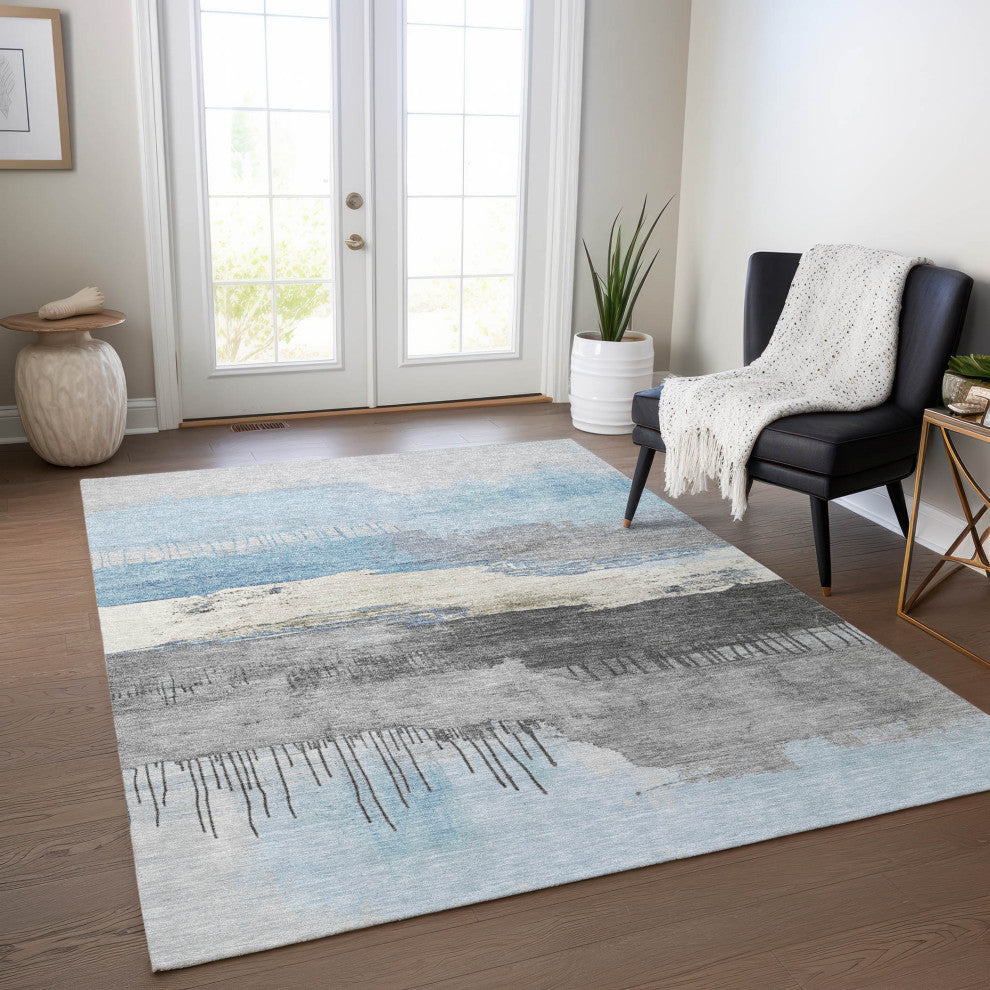 Machine Washable Indoor/Outdoor Chantille ACN1880 Sky 9' x 12' Rug