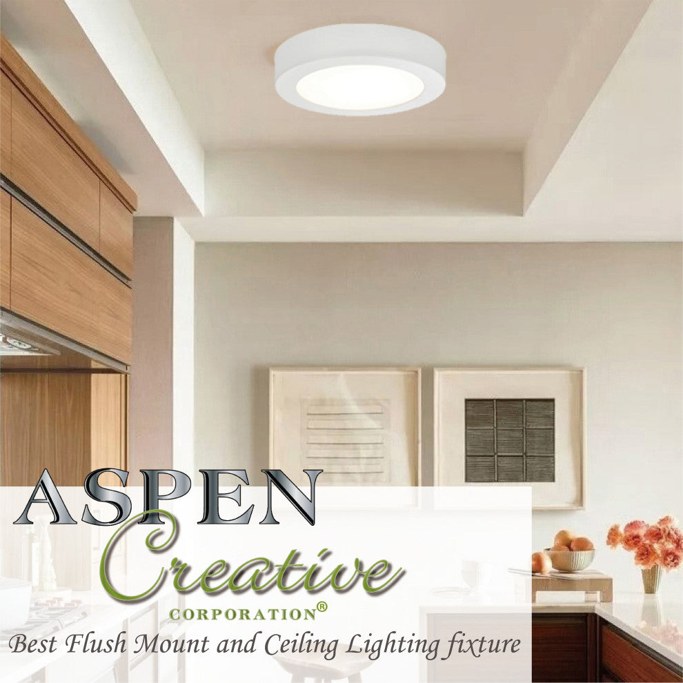 63004L-2 LED Large Flush Mount Ceiling Light Fixture, White 14" Diameter