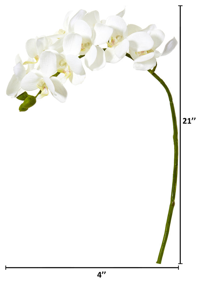 21" Phalaenopsis Orchid Artificial Flower, Set of 6, White