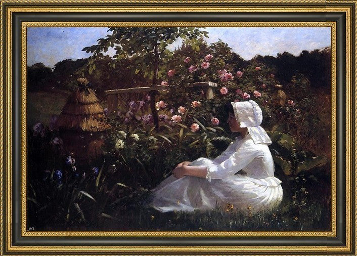 Abbott Fuller Graves in a Field of Flowers Framed Premium Canvas Print, 18"x27"