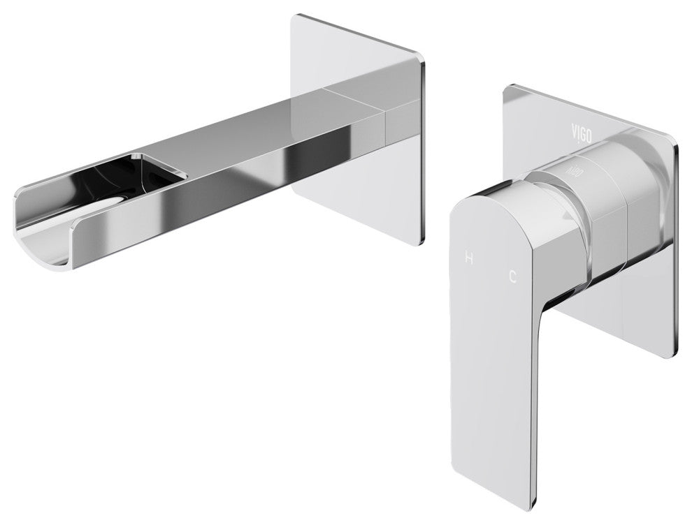 VIGO Atticus 5" H Single Handle Wall Mount Bathroom Faucet, Chrome