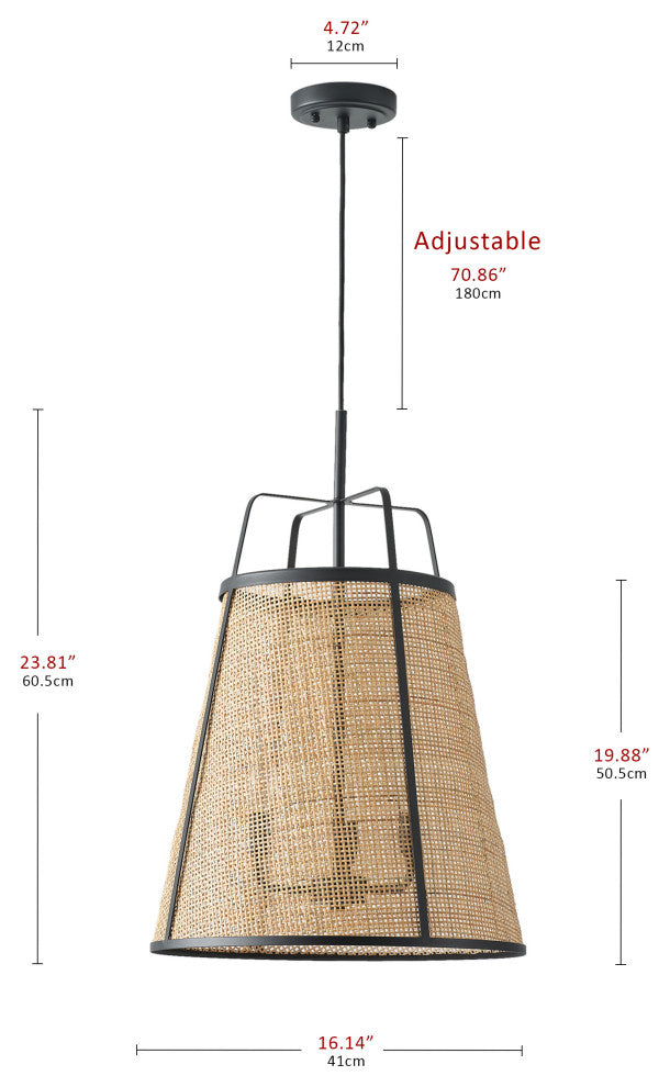 Farmhouse 3-Light Hand Woven Bamboo Kitchen Island Pendant Light Fixture