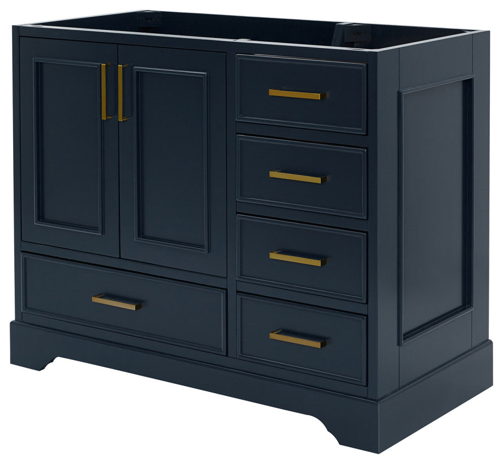 Ariel Stafford 42" Single Left Offset Sink Bathroom Vanity Base, Midnight Blue