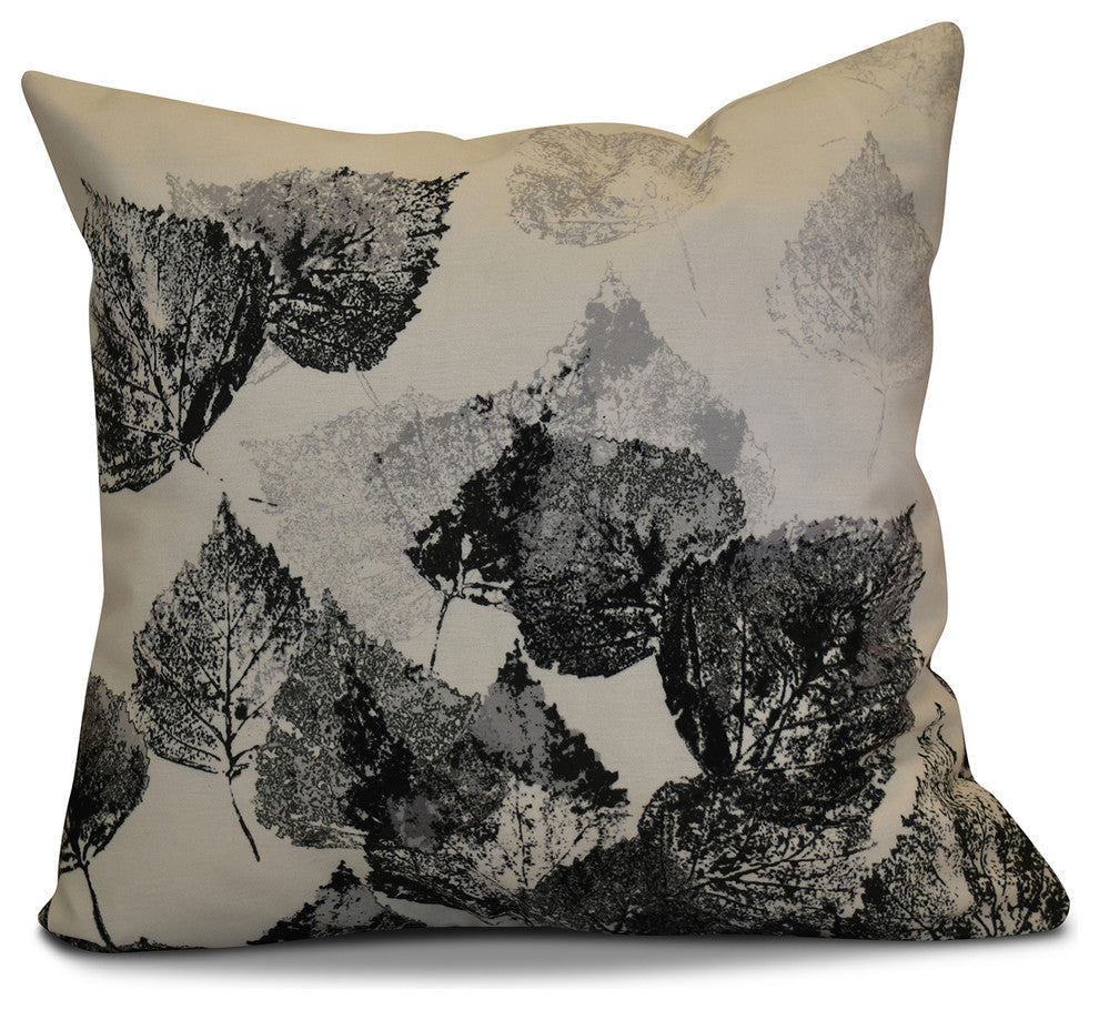 Fall Memories Floral Print Pillow, Black, 18"x18"