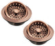 Two Wing Nut Style Large Kitchen Basket Strainer, Satin Nickel, Antique Copper