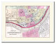 Cincinnati Vintage Old Map Print On Canvas With Picture Frame 28" X 37"