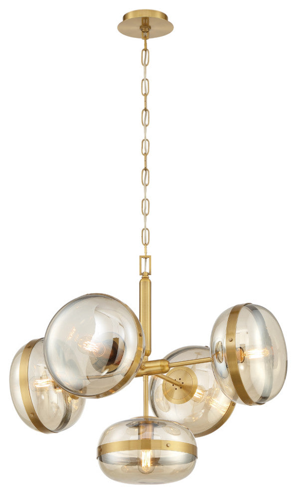 Mid-Century Chandelier, Ancient Brass