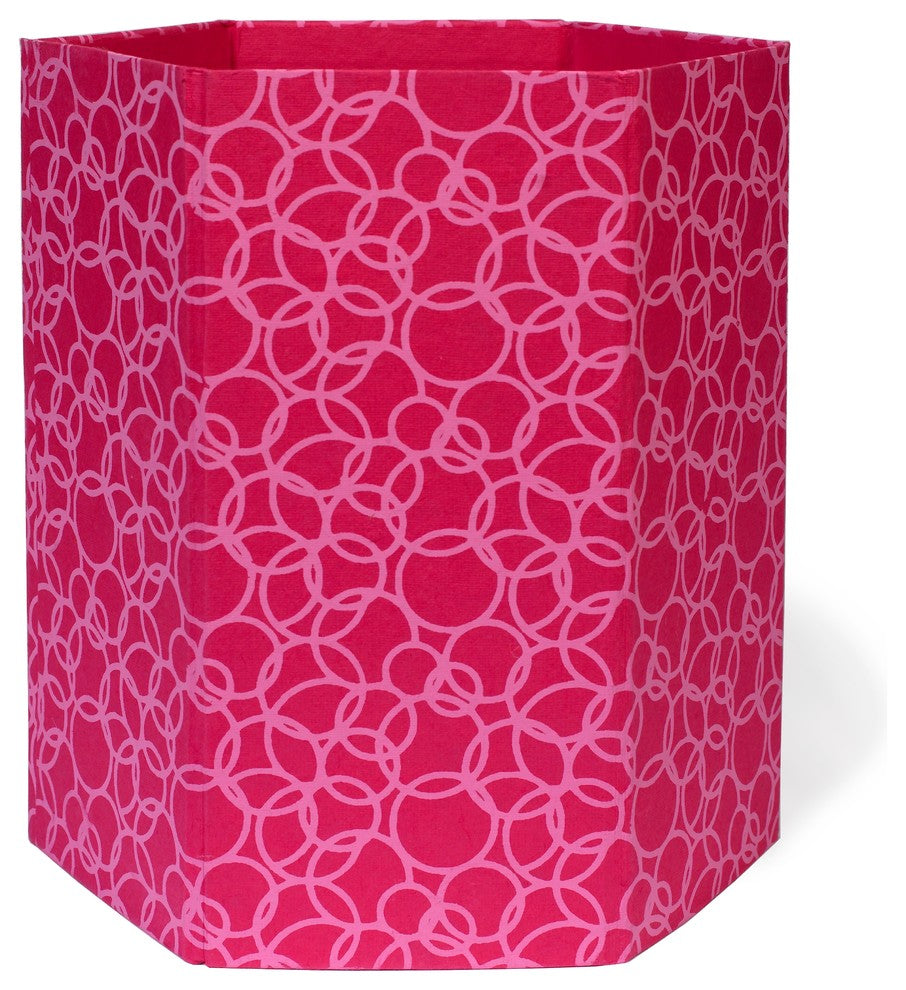 Recycled Cotton Wastebasket, Interlocking Circles, Pink